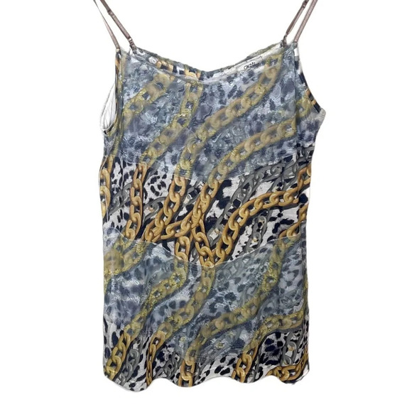 Cache Women's Silver and Gold strap top.
Chain design shirt  -Has lace on top Lg - Picture 2 of 8